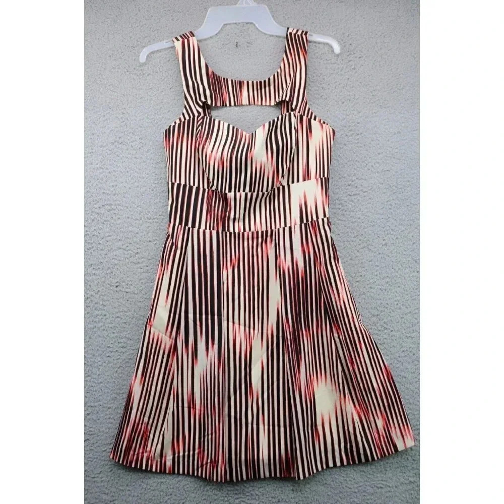 Guess Los Angeles Ivory, Black, & Red Striped Dress-Size 2